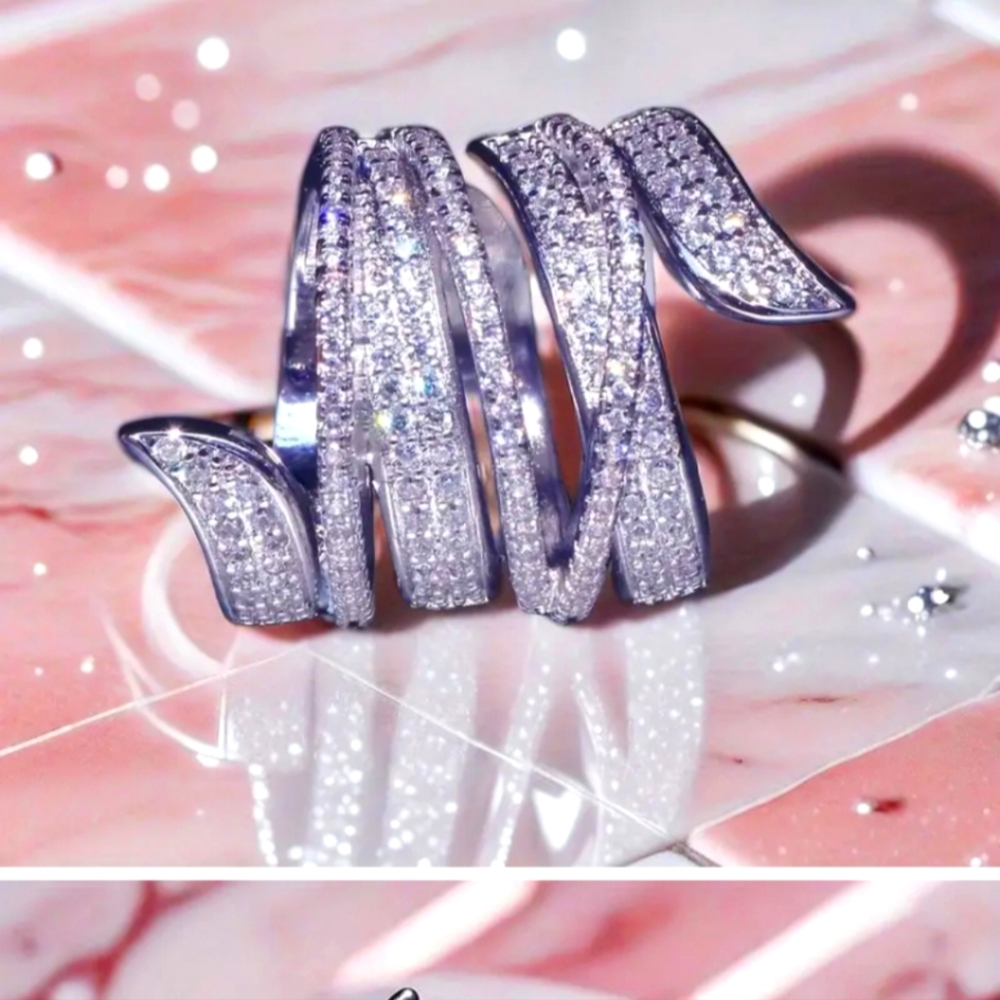 925 Silver Wrap Around Cocktail Ring SIZE 8 - Picture 2 of 4